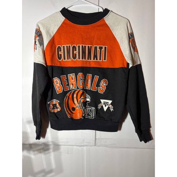 VTG 80s Cincinnati Bengals Garan sweatshirt Orange Black NFL Youth Size‎ L 14-16